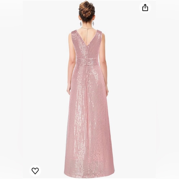 KATE KASIN - SLEEVELESS SEQUIN MAXI EVENING GOWN IN PINK - Picture 2 of 7